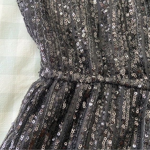 BB Dakota sequins shortall  black jumpsuit shorts onepiece V neck dark Academia - Picture 7 of 16